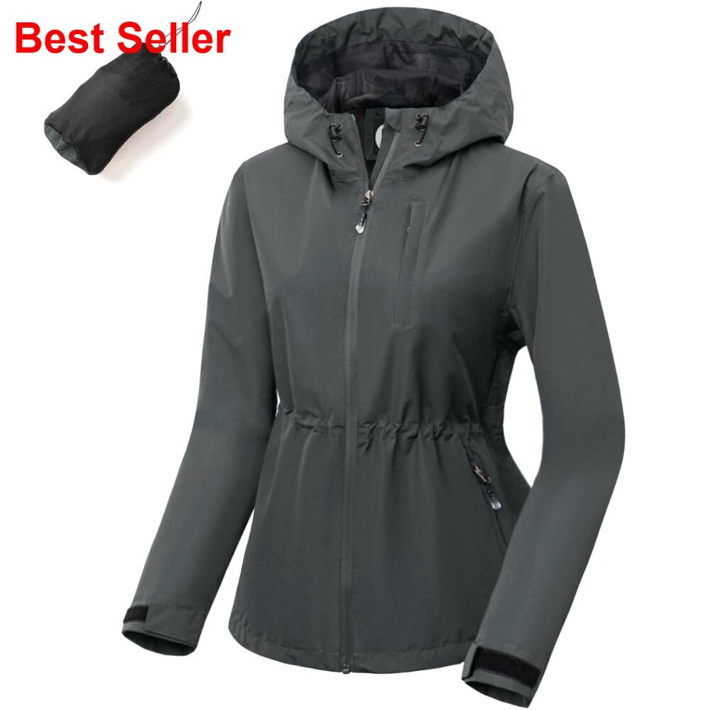 Lightweight Packable Rain Jacket Waterproof Hooded Windbreaker For Hiking
